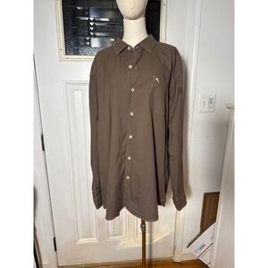 Tommy Bahama Mens XXL Brown Cotton Silk Blend Long Sleeve Button Down Shirt